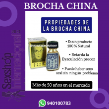 BROCHA CHINA PROLONGA LA DURACION DEL ACTO.- SEXSHOP PLAZA NORTE.